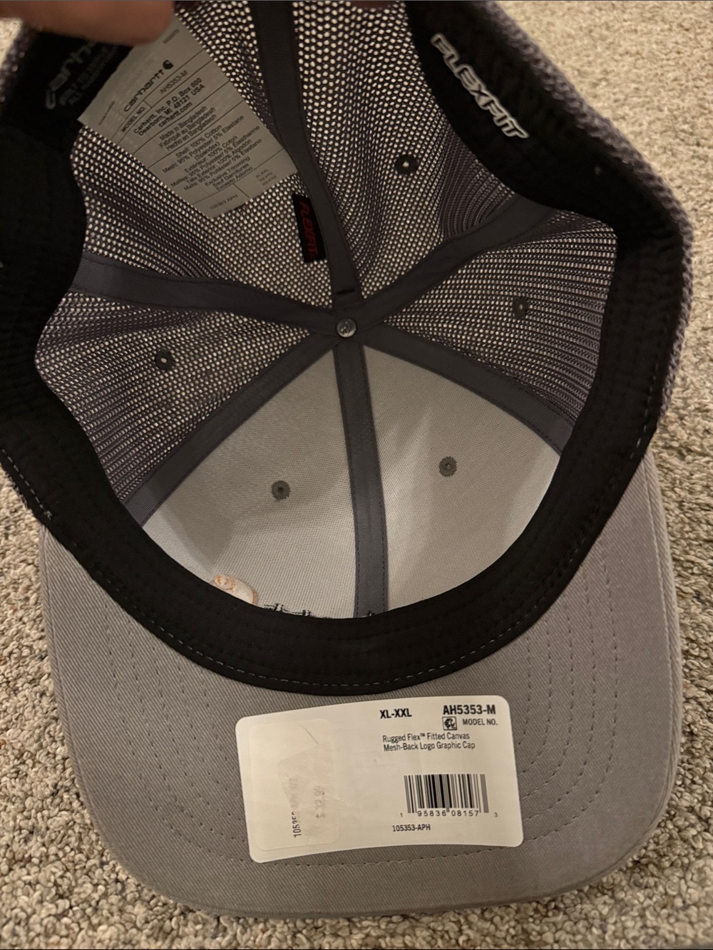 Carhartt Rugged Flex Fitted Canvas Mesh-Back Graphic Cap Asphalt XL/XXL 105353 - Picture 3 of 5